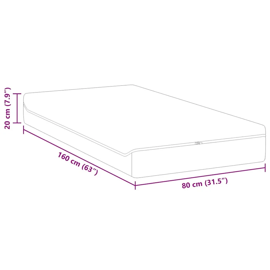 Matelas Blanc et Gris 80 x 160 cm Tissu jacquard - 11