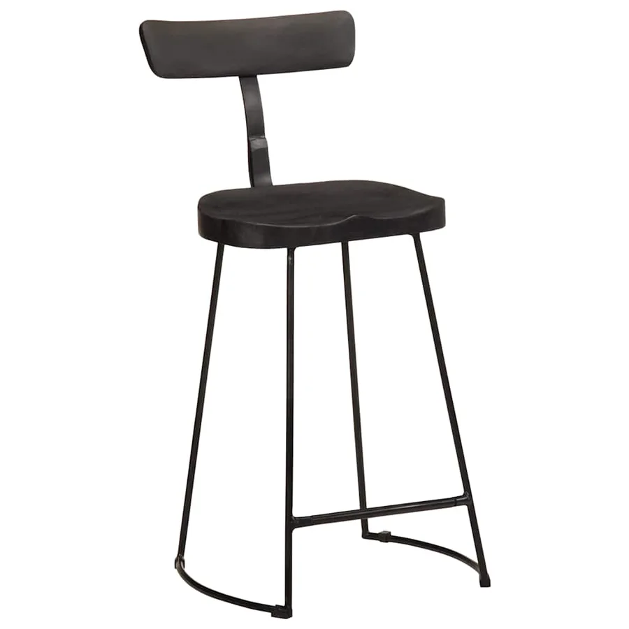 Tabourets de bar lot de 2 noir 49x43x88 cm bois manguier massif - 10
