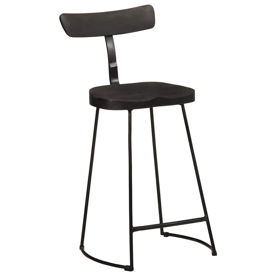 Tabourets de bar lot de 2 noir 49x43x88 cm bois manguier massif - 11