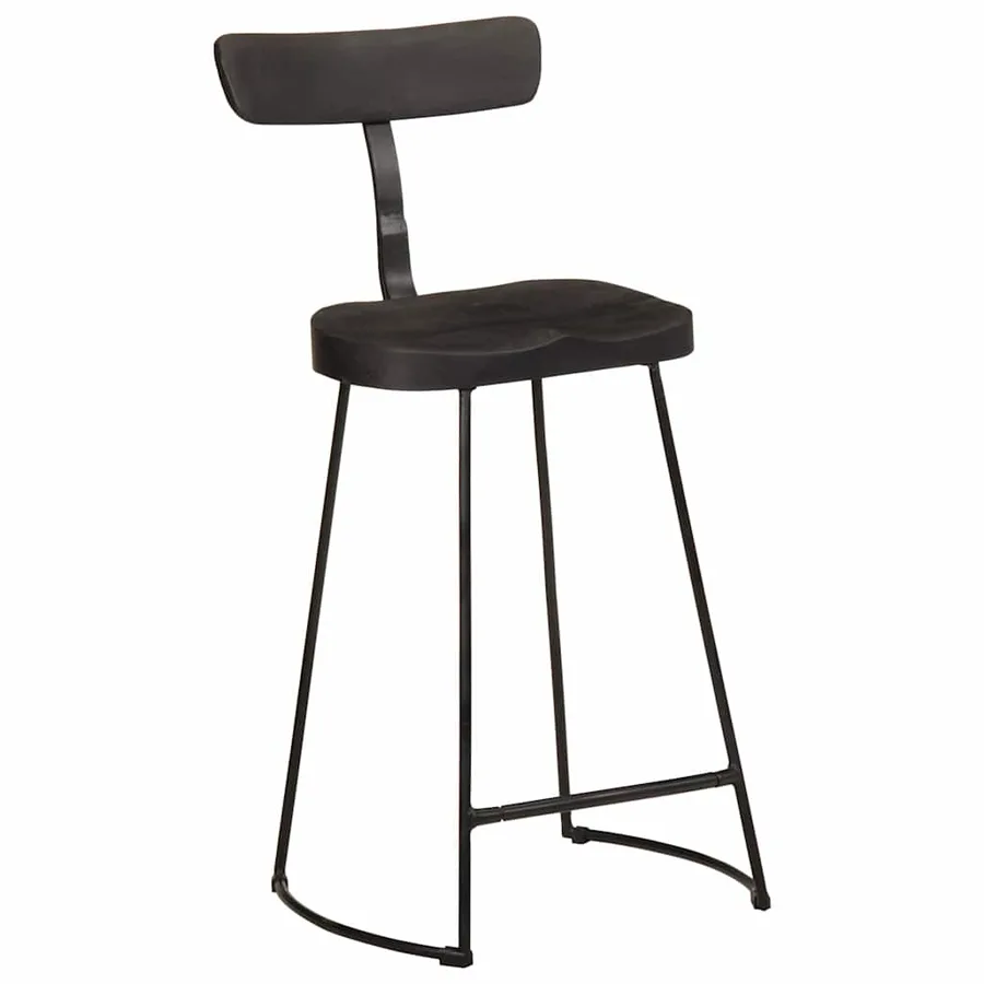 Tabourets de bar lot de 2 noir 49x43x88 cm bois manguier massif - 12