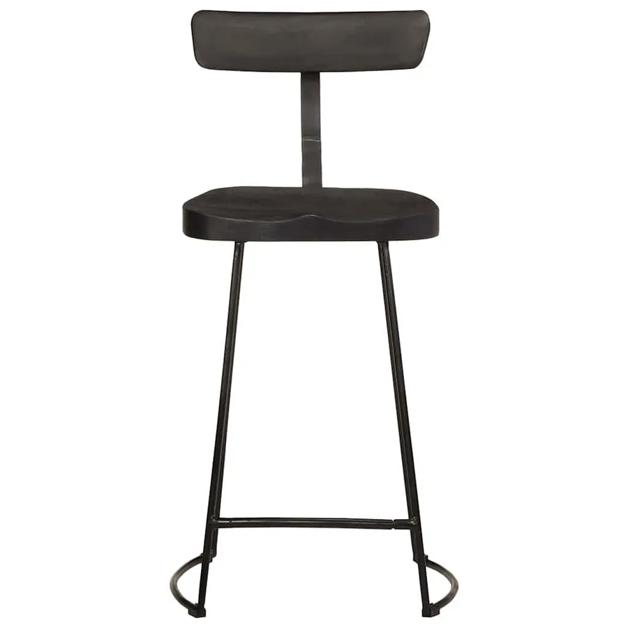 Tabourets de bar lot de 2 noir 49x43x88 cm bois manguier massif - 2