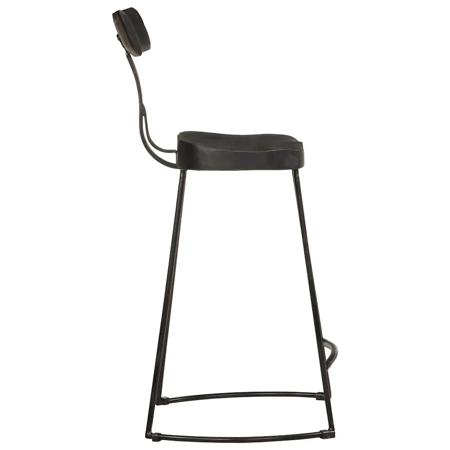 Tabourets de bar lot de 2 noir 49x43x88 cm bois manguier massif - 3