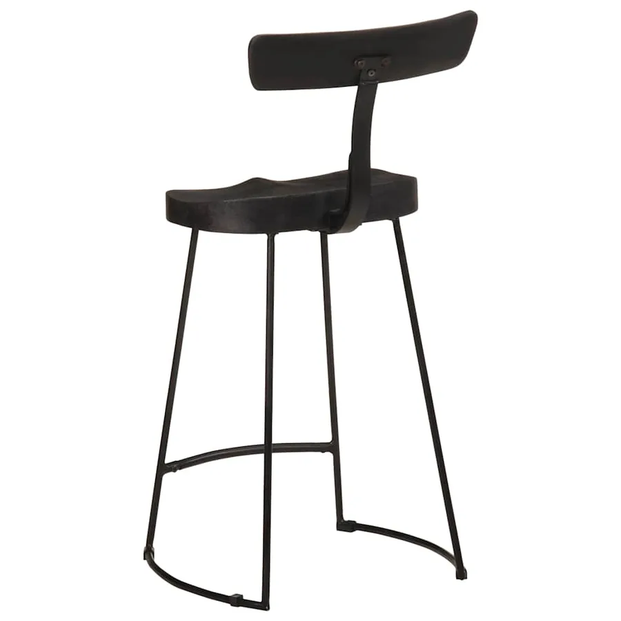 Tabourets de bar lot de 2 noir 49x43x88 cm bois manguier massif - 4