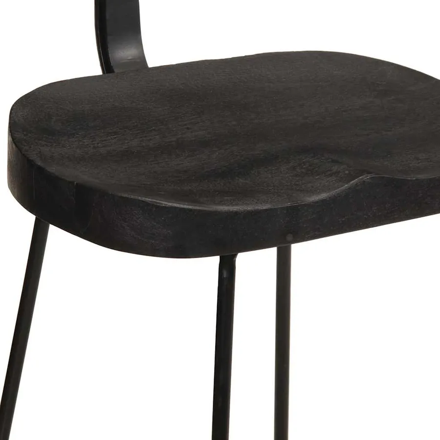 Tabourets de bar lot de 2 noir 49x43x88 cm bois manguier massif - 6