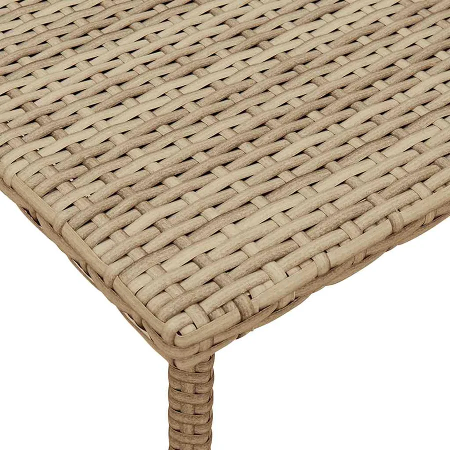 Table basse de jardin rectangulaire beige 80x40x37 cm rotin - 6