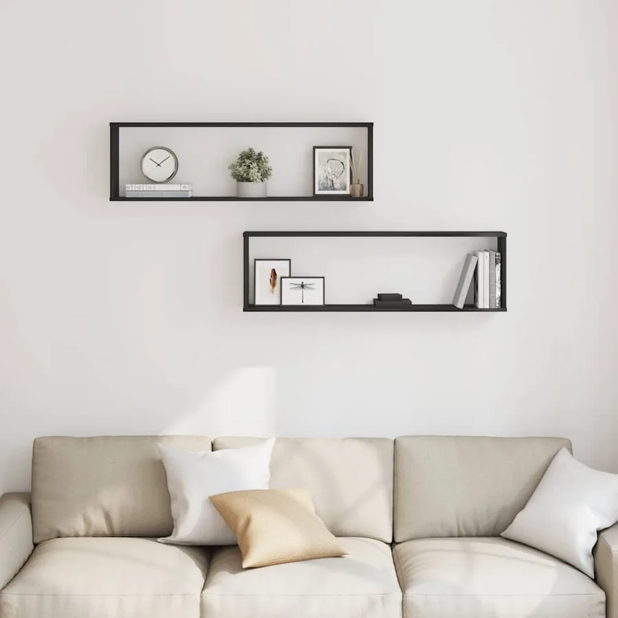 Étagères murales cube 2 pcs chêne noir 100x15x30 cm bois - 3