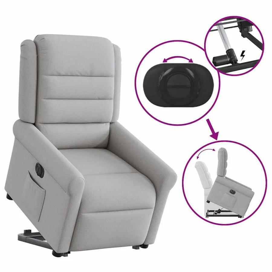 Fauteuil inclinable électrique gris nuage tissu - 8