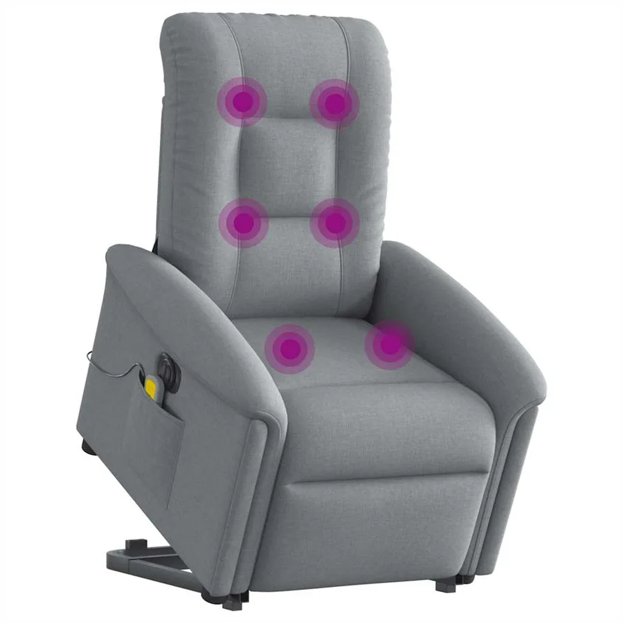Fauteuil inclinable de massage électrique Gris clair Tissu - 2