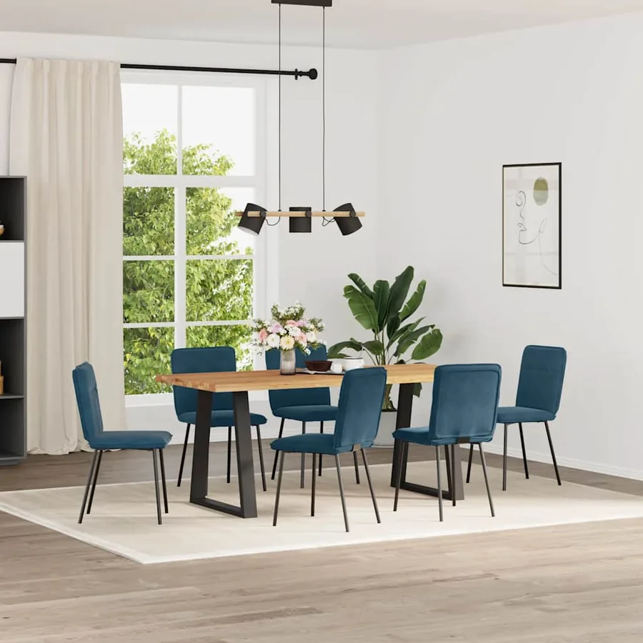 Chaises à manger lot de 6 bleu velours