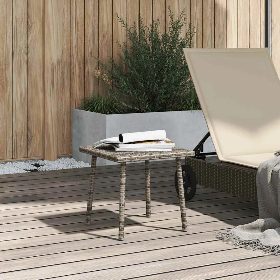 Table basse de jardin rectangulaire gris 40x40x37 cm rotin - 3