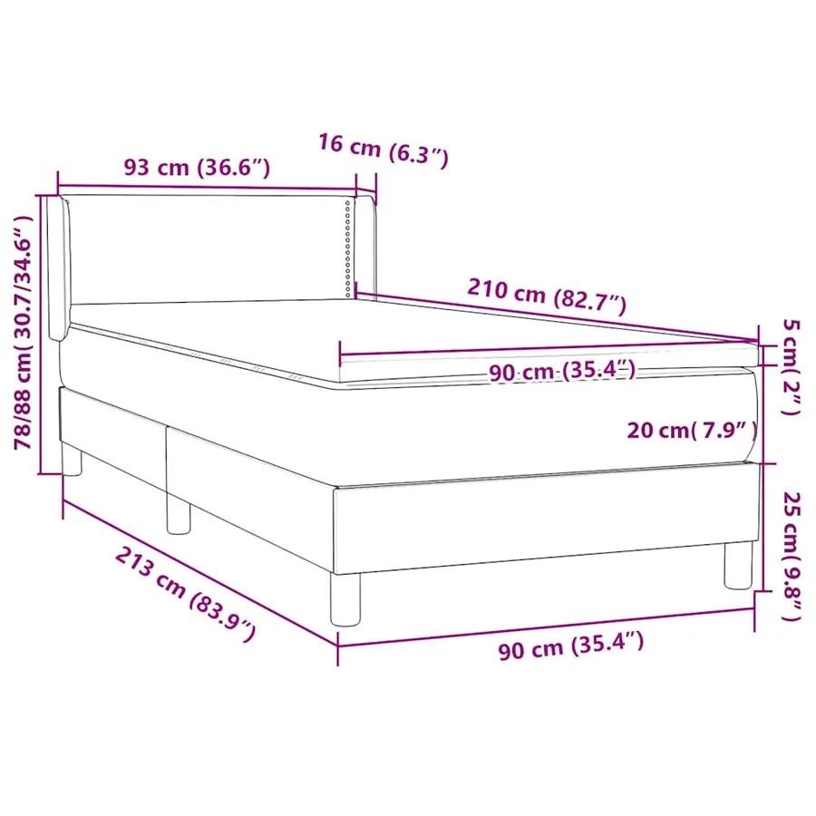 Sommier à lattes de lit et matelas gris clair 90x210 cm velours - 12