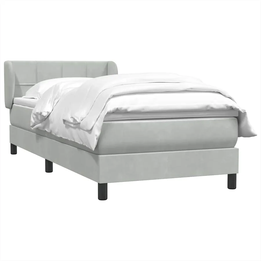 Sommier à lattes de lit et matelas gris clair 90x210 cm velours - 3