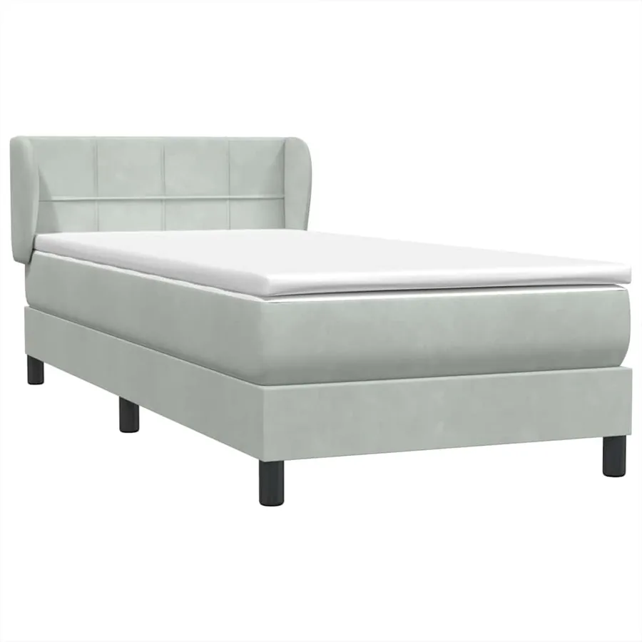Sommier à lattes de lit et matelas gris clair 90x210 cm velours - 4