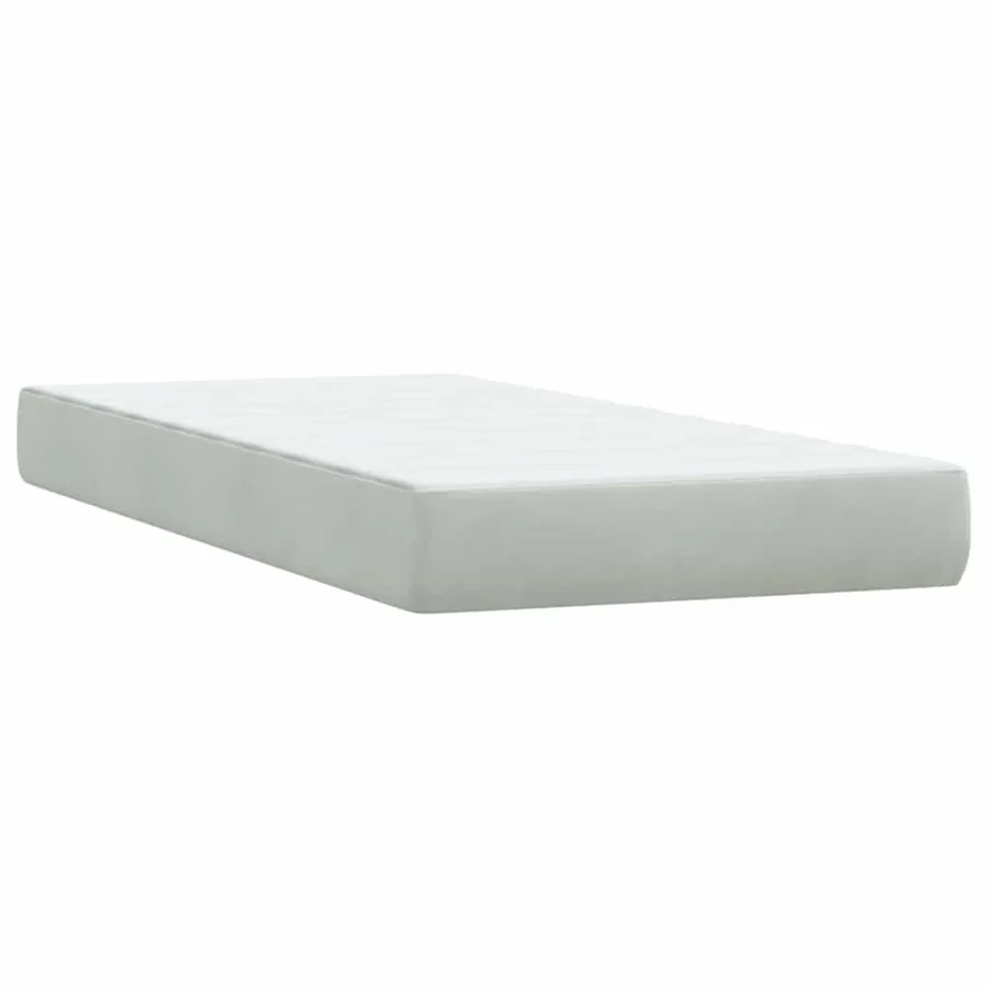 Sommier à lattes de lit et matelas gris clair 90x210 cm velours - 6
