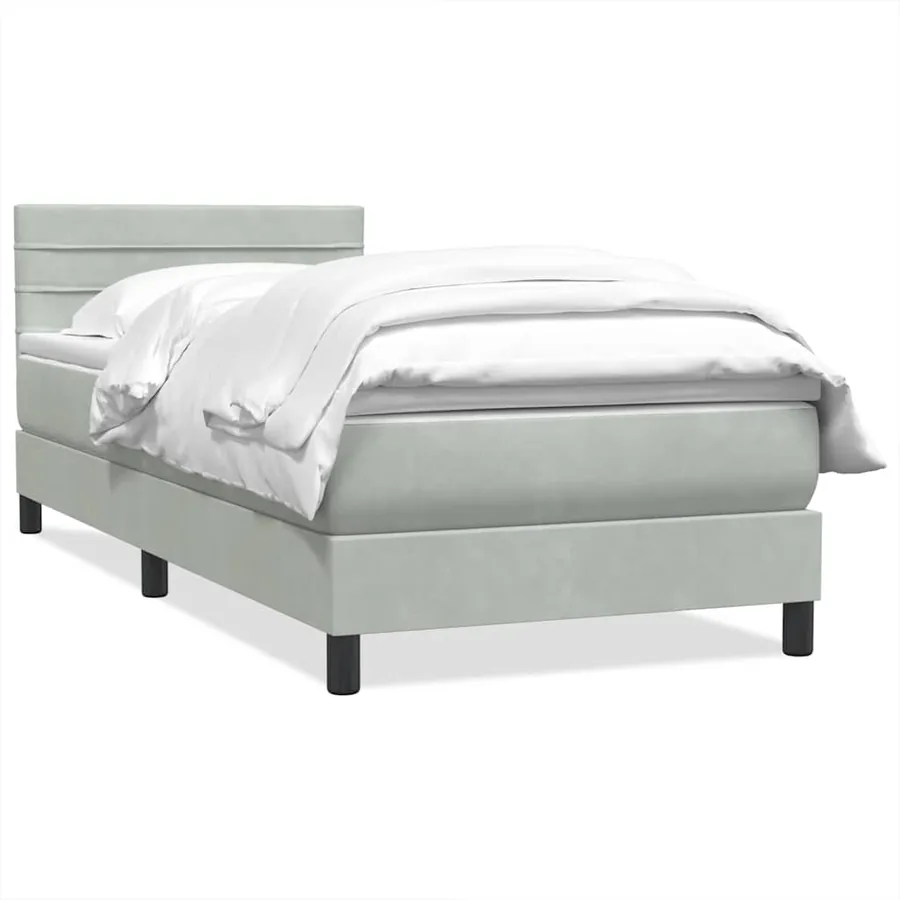 Sommier à lattes de lit et matelas gris clair 90x210 cm velours - 2