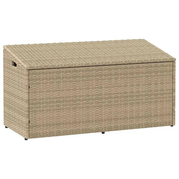 Coffre de rangement de jardin Beige 110x50x58 cm Résine tressée
