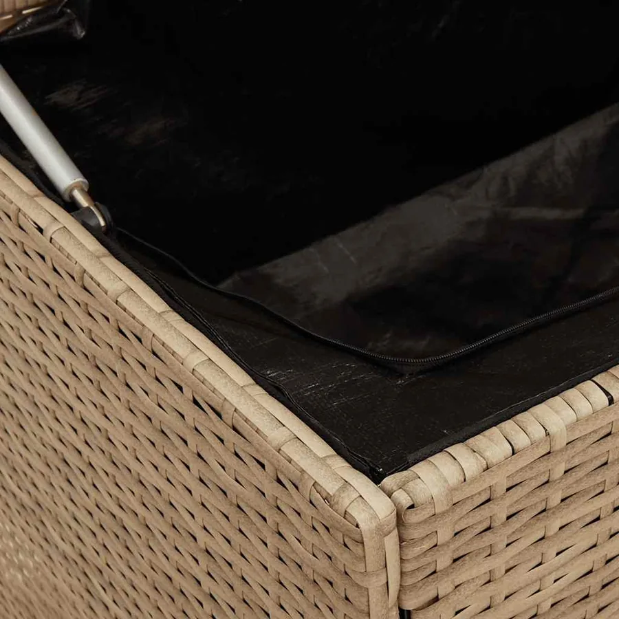 Coffre de rangement de jardin Beige 110x50x58 cm Résine tressée - 10