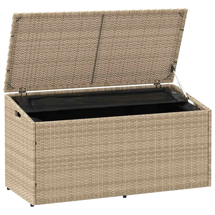 Coffre de rangement de jardin Beige 110x50x58 cm Résine tressée - 4