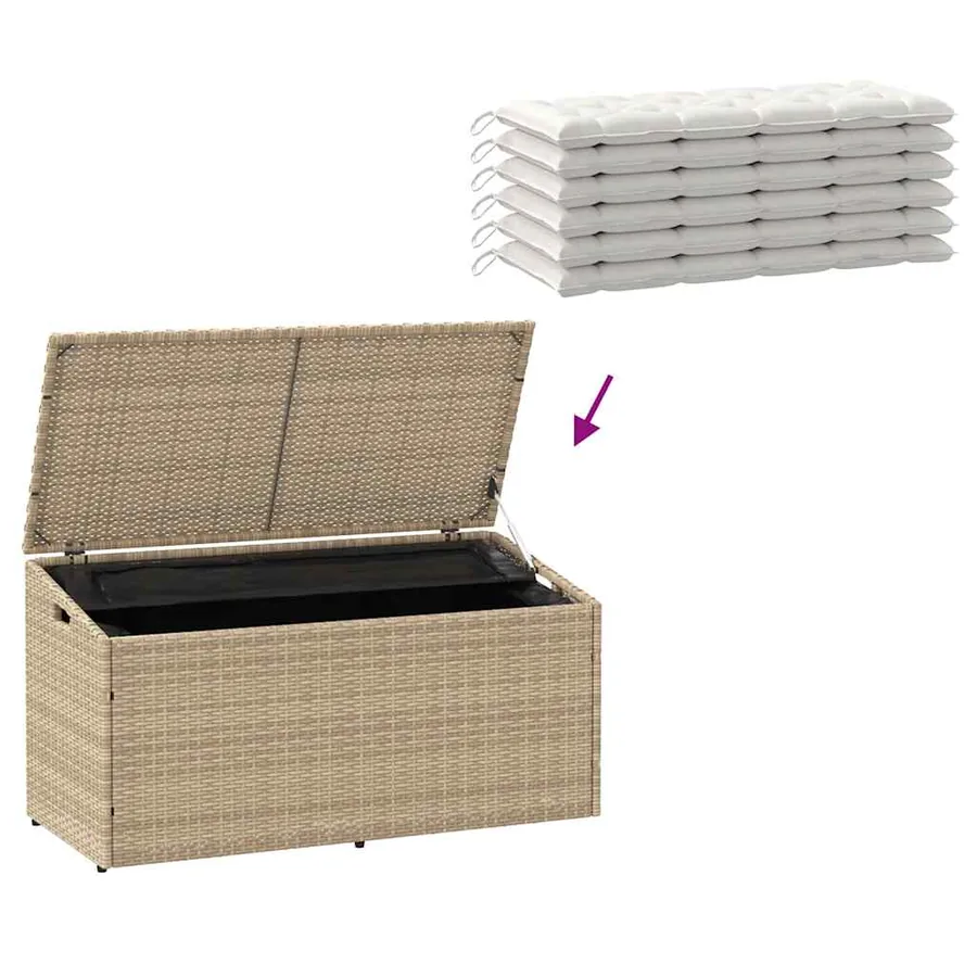 Coffre de rangement de jardin Beige 110x50x58 cm Résine tressée - 7