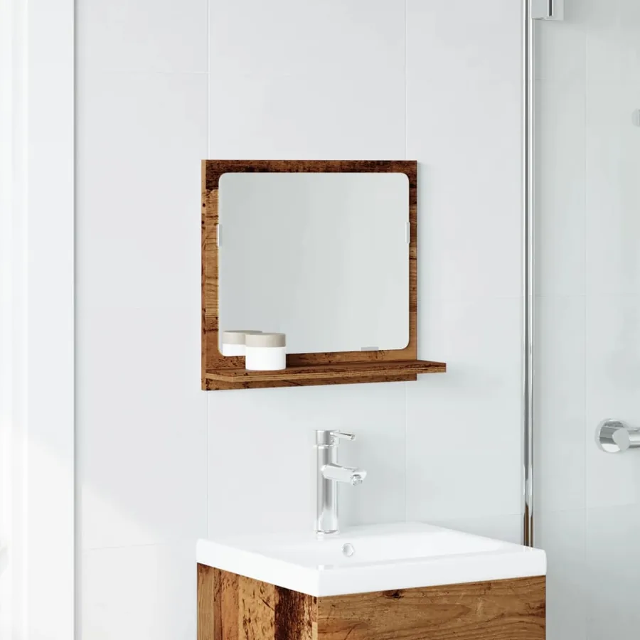 Armoire à miroir de salle de bain vieux bois bois d'ingénierie - 3