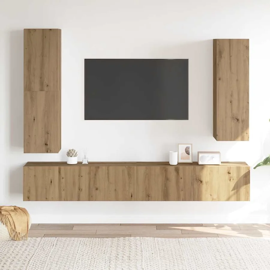 Ensemble de meuble TV mural 4 pcs chêne artisanal - 3
