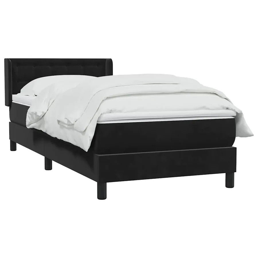Sommier à lattes de lit avec matelas noir 100x210 cm velours - 3