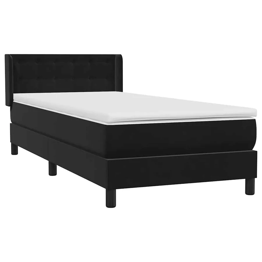 Sommier à lattes de lit avec matelas noir 100x210 cm velours - 4