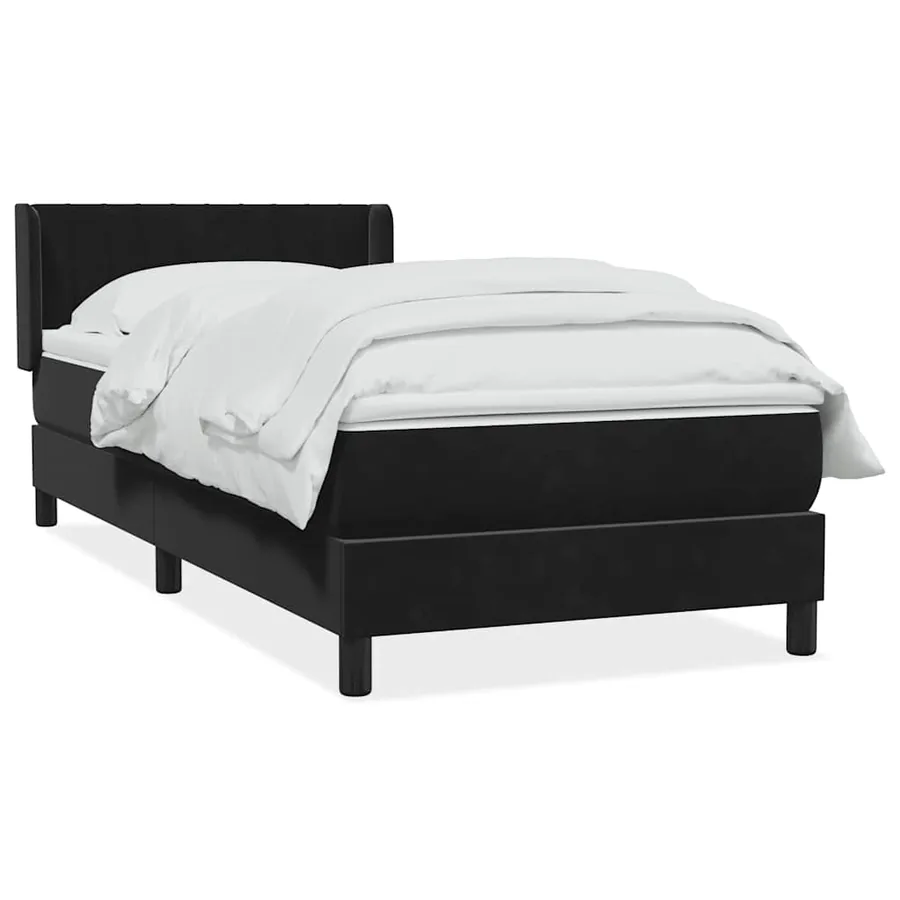 Sommier à lattes de lit avec matelas noir 100x210 cm velours - 2