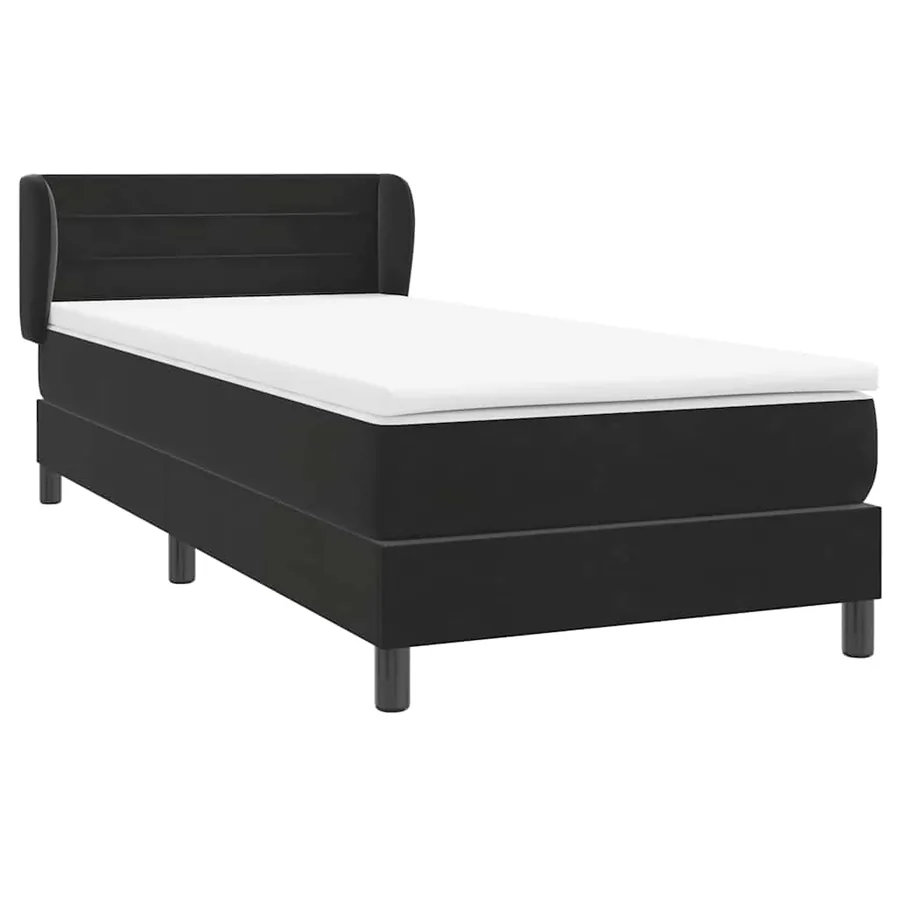 Sommier à lattes de lit avec matelas noir 100x210 cm velours - 4