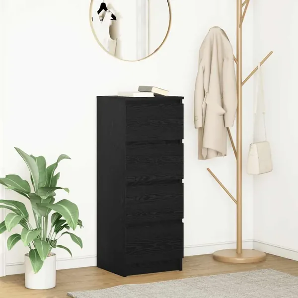 Buffet chêne noir 37,5x35x99 cm bois d'ingénierie