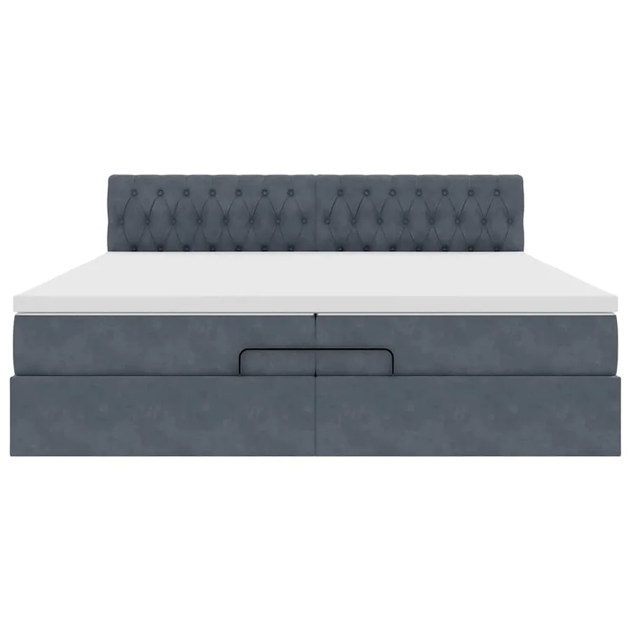 Cadre de lit ottoman avec matelas gris foncé 200x200 cm velours - 7