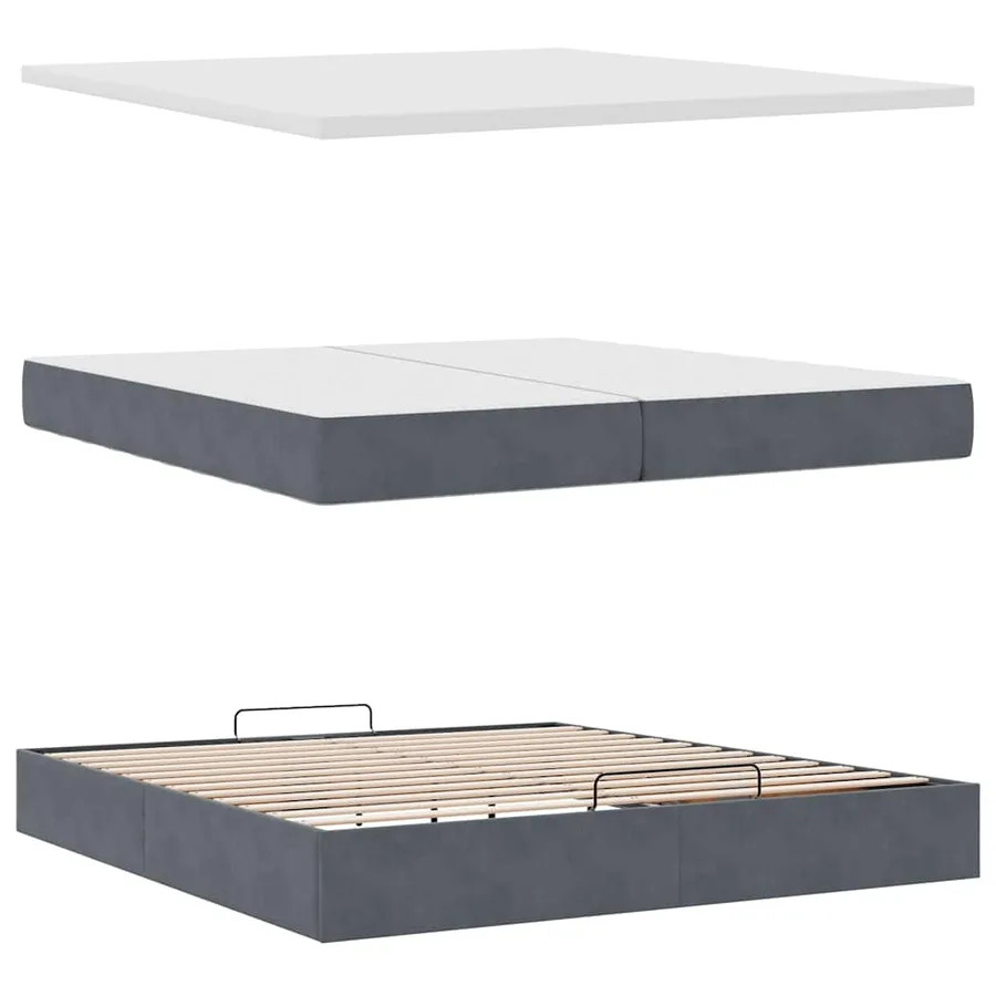 Cadre de lit ottoman avec matelas gris foncé 200x200 cm velours - 8