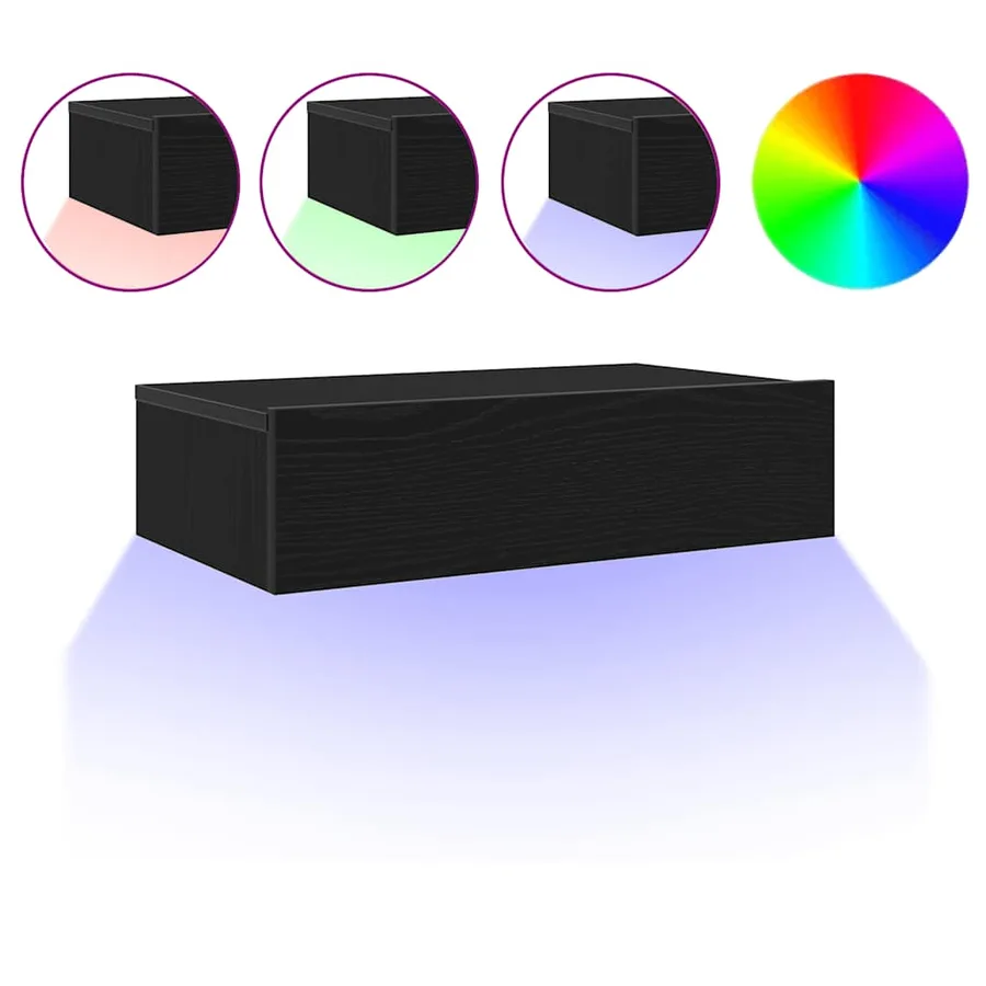 Meuble TV avec éclairage LED Chêne noir 60 x 35 x 15,5 cm - 2