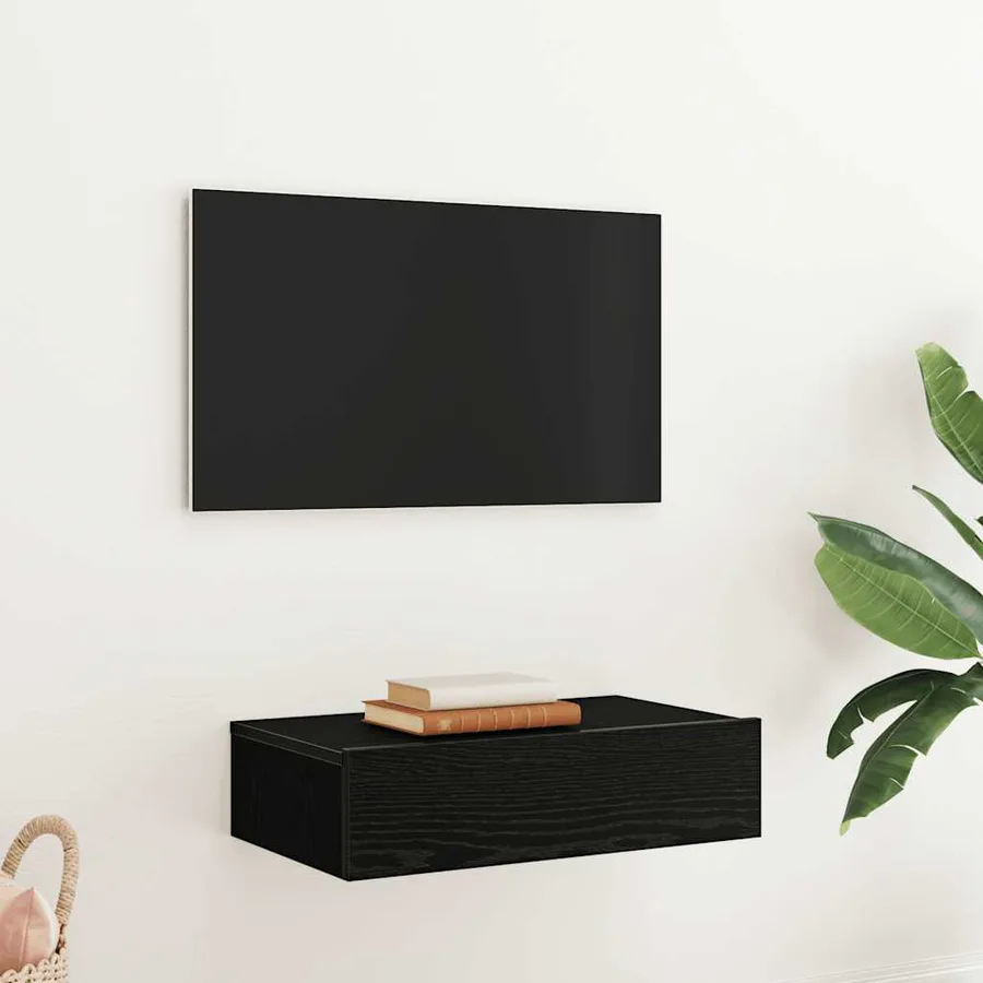 Meuble TV avec éclairage LED Chêne noir 60 x 35 x 15,5 cm - 4