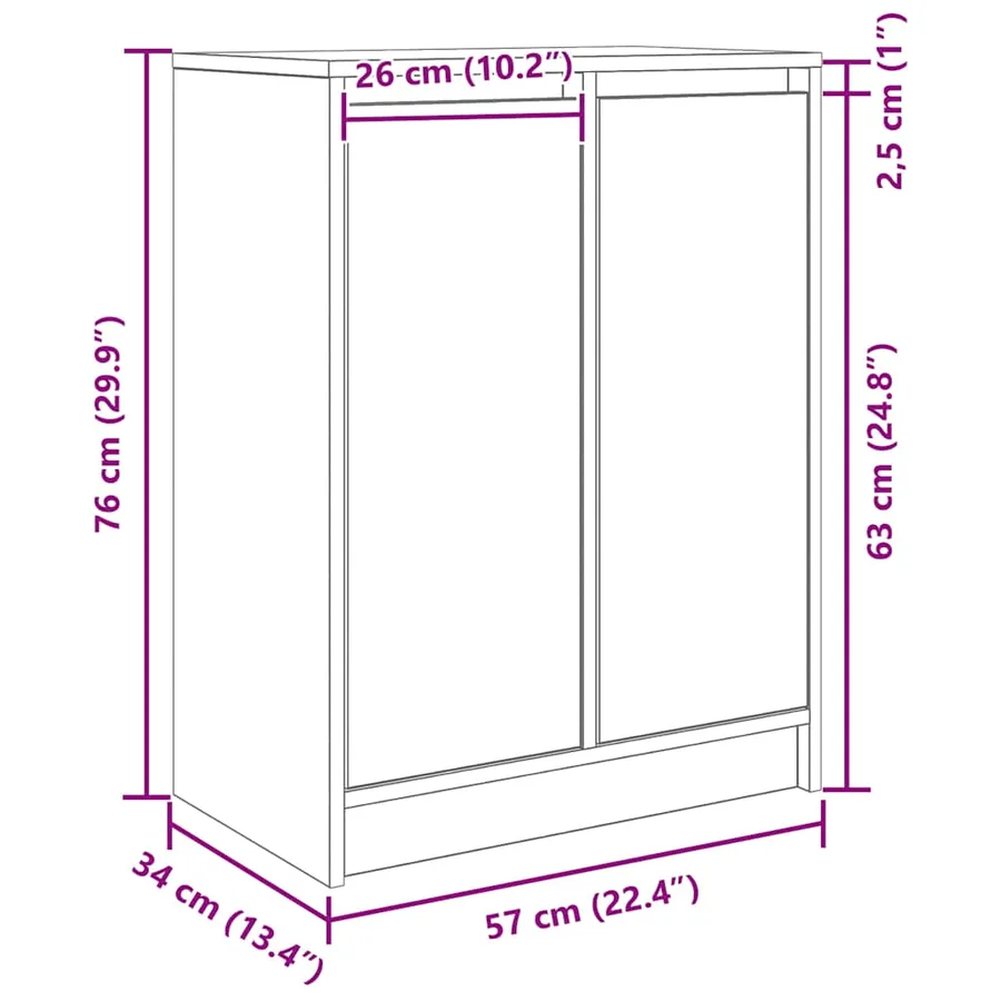 Buffet chêne sonoma 57x34x76 cm bois d'ingénierie - 12