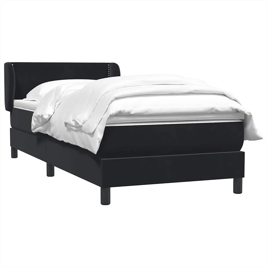 Sommier à lattes de lit avec matelas noir 100x210 cm velours - 3