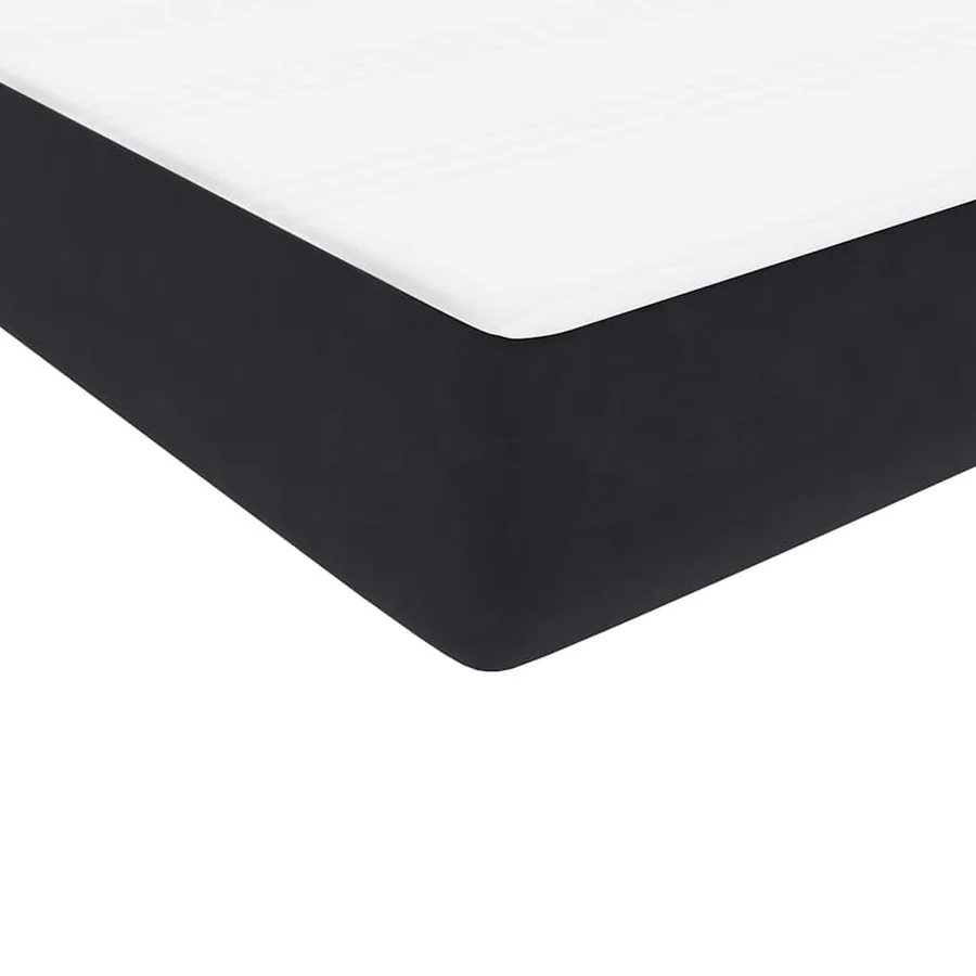 Sommier à lattes de lit avec matelas noir 100x210 cm velours - 9