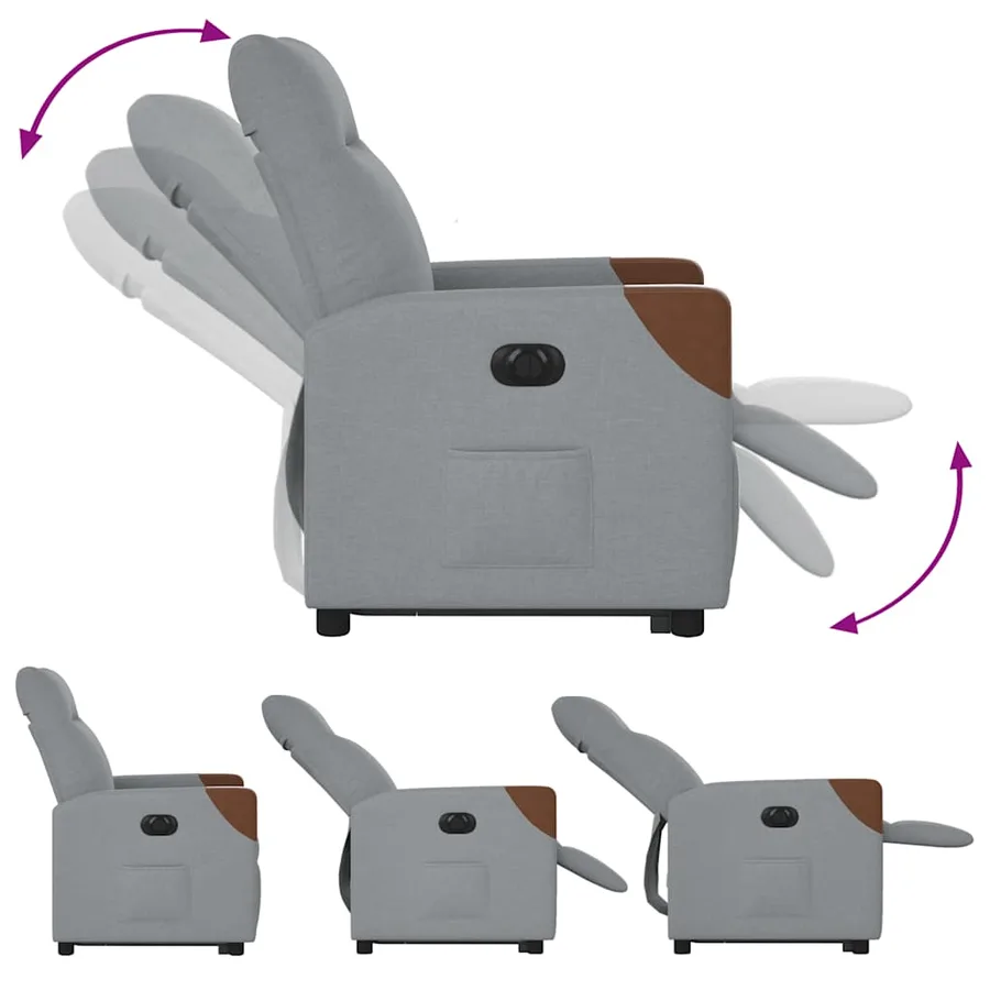 Fauteuil inclinable électrique gris clair tissu - 10