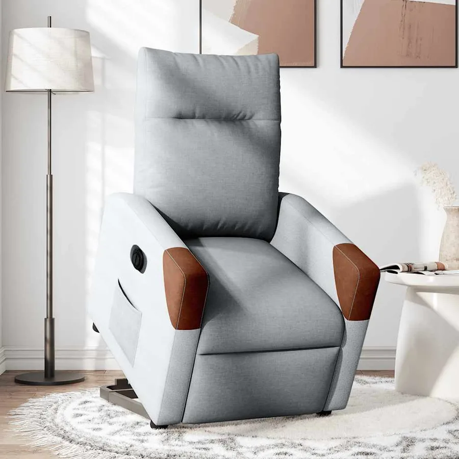 Fauteuil inclinable électrique gris clair tissu - 2