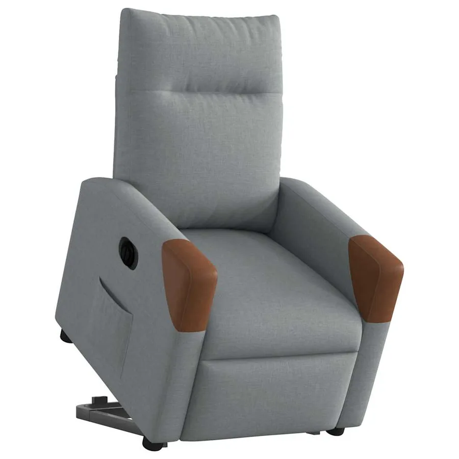 Fauteuil inclinable électrique gris clair tissu - 3