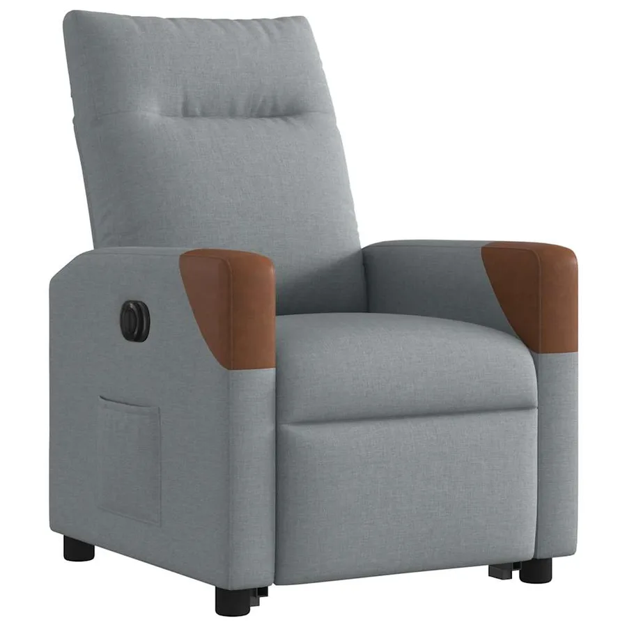 Fauteuil inclinable électrique gris clair tissu - 4