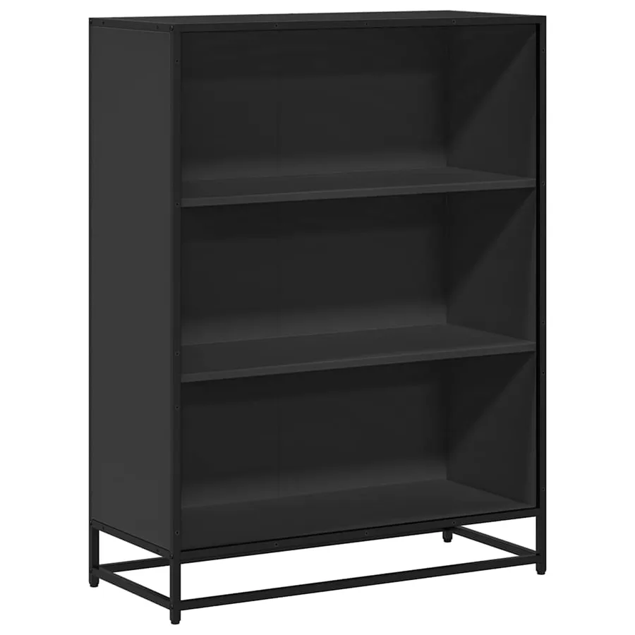Bibliothèque noir 80,5x35x107,5 cm bois d'ingénierie - 2
