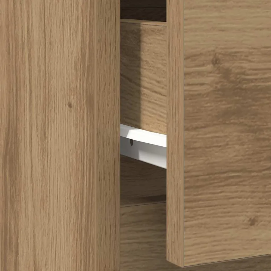 Buffet avec tiroir chêne artisanal 71x35x84 cm bois ingénierie - 12