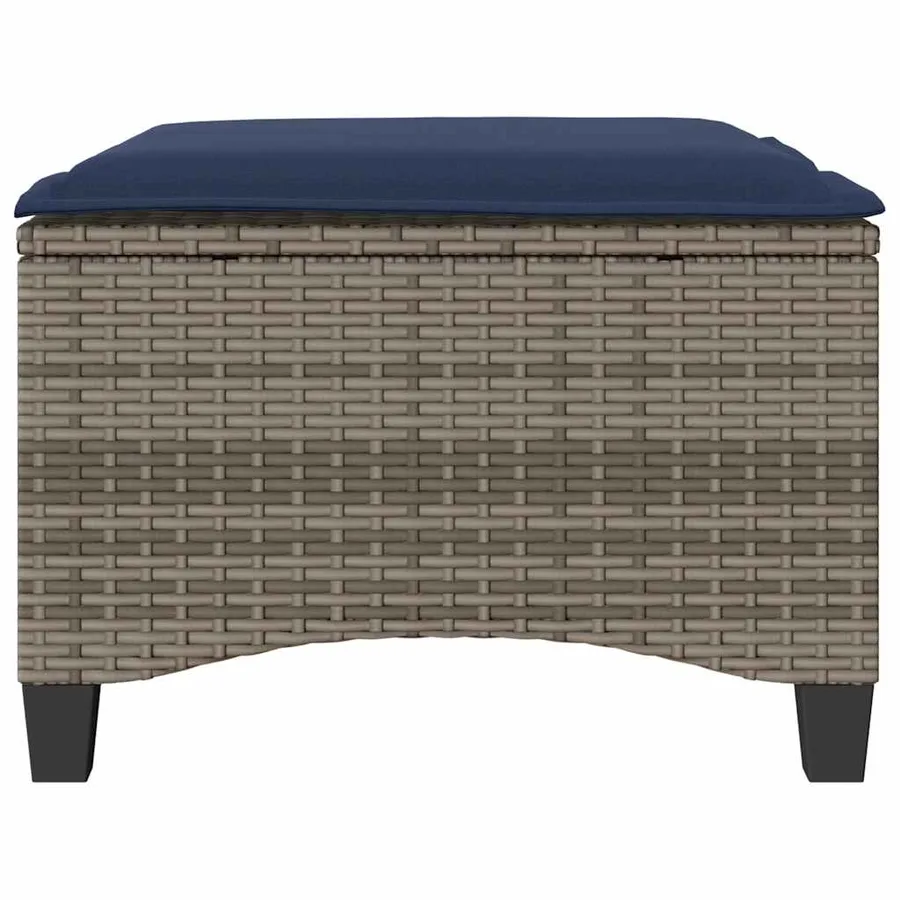 Tabourets jardin coussins 2 pcs gris 55x55x36 cm résine tressée - 4