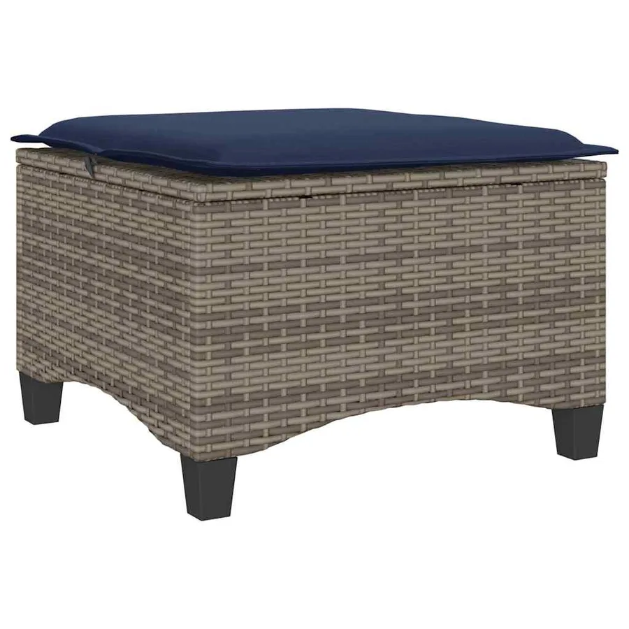 Tabourets jardin coussins 2 pcs gris 55x55x36 cm résine tressée - 6