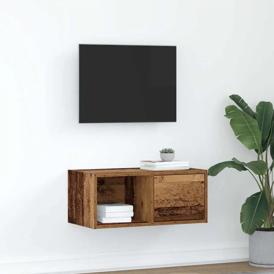 Meuble TV vieux bois 60x31x25,5 cm bois d'ingénierie