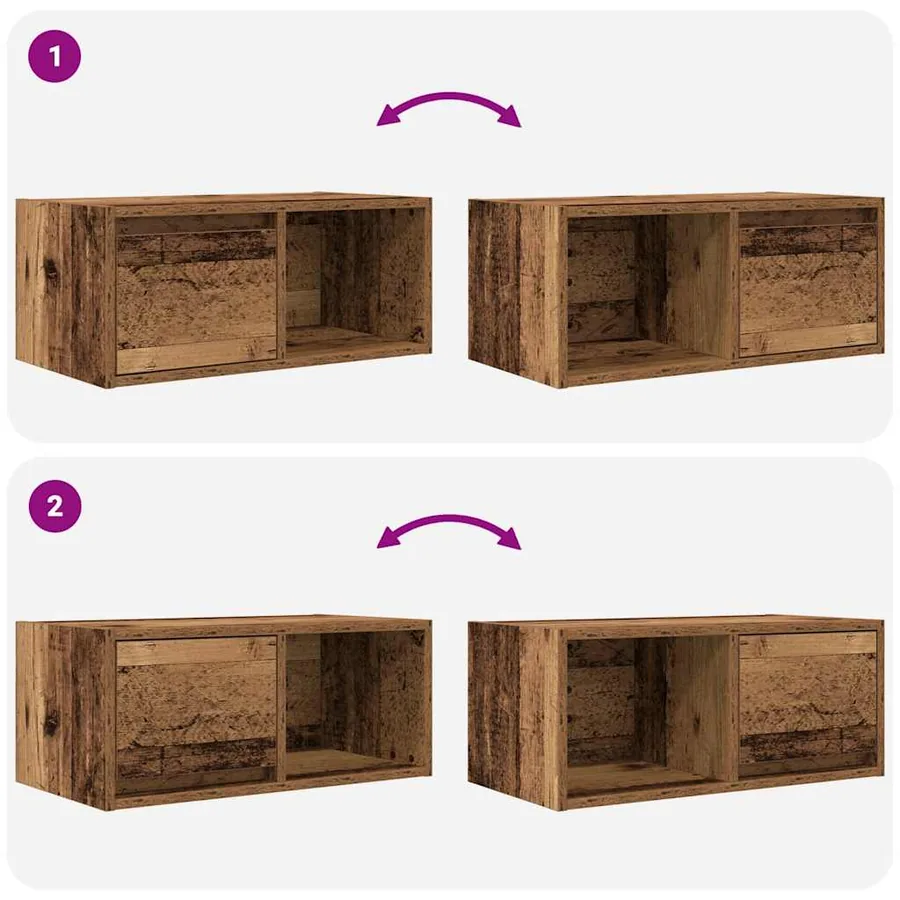 Meuble TV vieux bois 60x31x25,5 cm bois d'ingénierie - 9