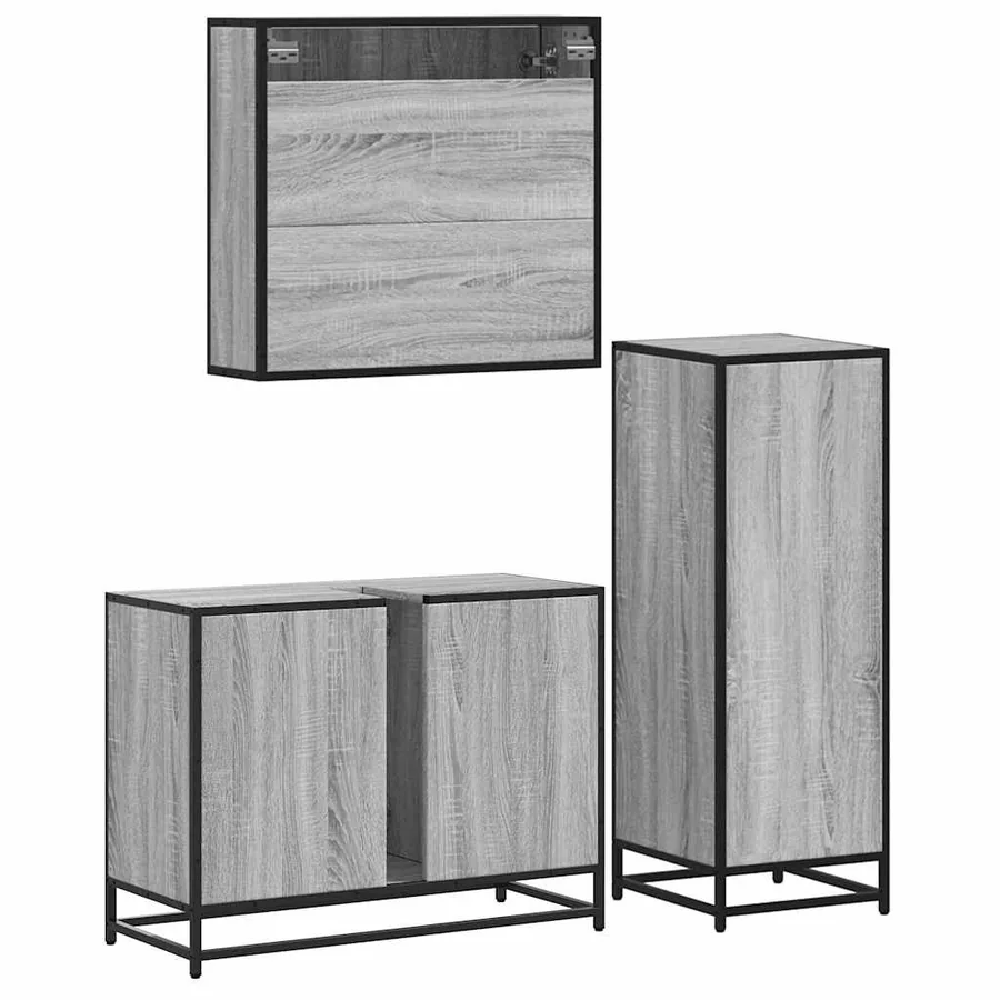 Ensemble de meubles de salle de bain 3 pcs Sonoma gris - 7