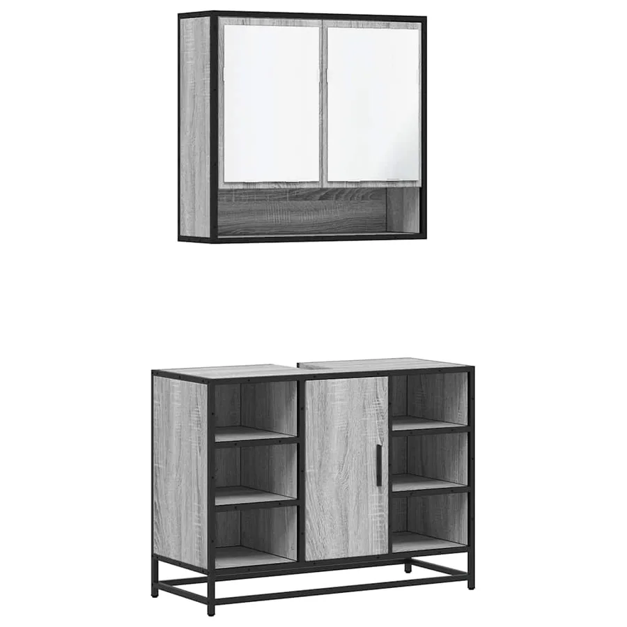 Ensemble de meubles de salle de bain 2 pcs Sonoma gris - 2