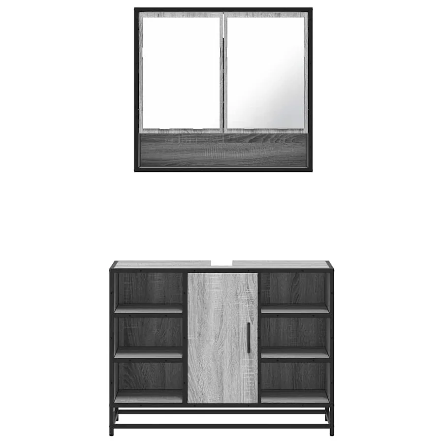 Ensemble de meubles de salle de bain 2 pcs Sonoma gris - 5